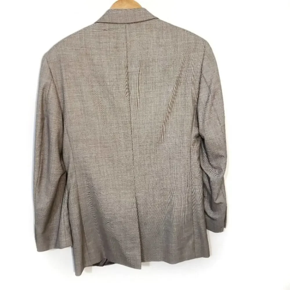 Jos A Bank Mens Blazer 38R Grey 100% Wool Micro Check 2 Button Sport Coat